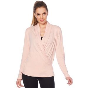 Copper Fit wrap crossover top in blush pink